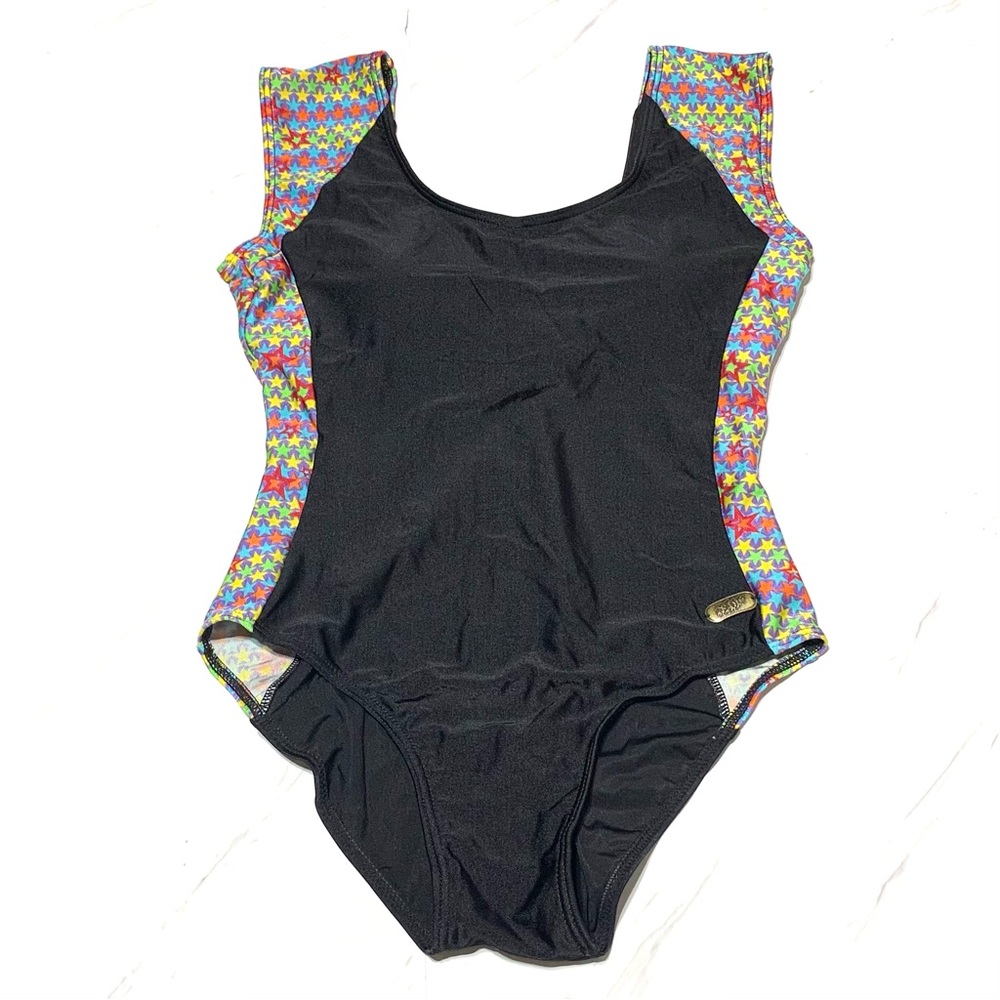 Team Women’s Black One Piece Star Print Detail SwimsuitSize XL